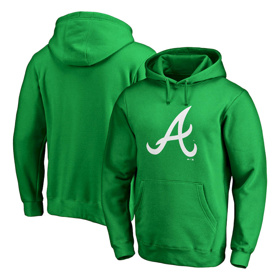 Atlanta Braves Majestic St. Patrick's Day White Logo Pullover Hoodie Kelly Green Atlanta Braves Majestic St. Patrick's Day White Logo Pullover Hoodie Kelly Green