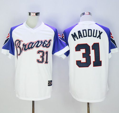 Mitchell And Ness 1973 Braves #31 Greg Maddux White Throwback Stitched MLB Jersey Mitchell And Ness 1973 Braves #31 Greg Maddux White Throwback Stitched MLB Jersey