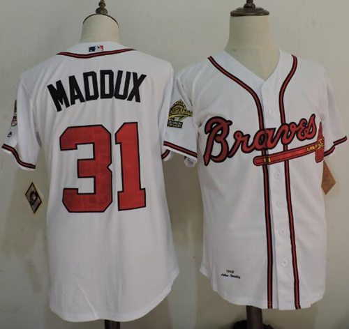 Mitchell And Ness 1995 Braves #31 Greg Maddux White Throwback Stitched MLB Jersey Mitchell And Ness 1995 Braves #31 Greg Maddux White Throwback Stitched MLB Jersey