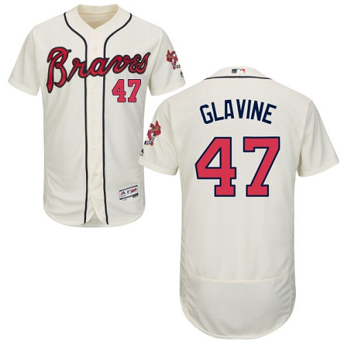 Braves #47 Tom Glavine Cream Flexbase Authentic Collection Stitched MLB Jersey Braves #47 Tom Glavine Cream Flexbase Authentic Collection Stitched MLB Jersey