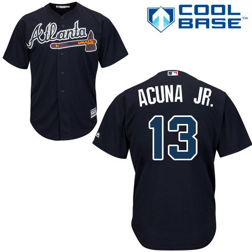 Braves #13 Ronald Acuna Jr. Blue New Cool Base Stitched MLB Jersey Braves #13 Ronald Acuna Jr. Blue New Cool Base Stitched MLB Jersey