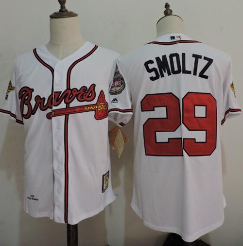 Mitchell And Ness 1995 Braves #29 John Smoltz White Throwback Stitched MLB Jersey Mitchell And Ness 1995 Braves #29 John Smoltz White Throwback Stitched MLB Jersey