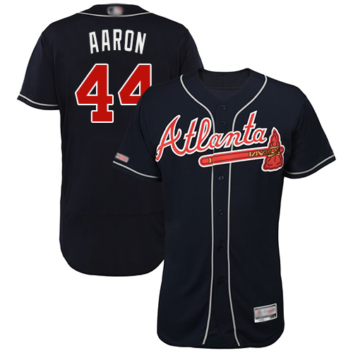 Braves #44 Hank Aaron Navy Blue Flexbase Authentic Collection Stitched MLB Jersey Braves #44 Hank Aaron Navy Blue Flexbase Authentic Collection Stitched MLB Jersey