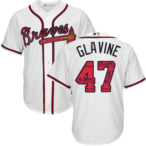 Braves #47 Tom Glavine White Team Logo Fashion Stitched MLB Jersey Braves #47 Tom Glavine White Team Logo Fashion Stitched MLB Jersey