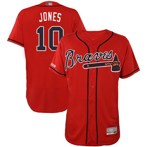 Braves #10 Chipper Jones Red Flexbase Authentic Collection Stitched MLB Jersey Braves #10 Chipper Jones Red Flexbase Authentic Collection Stitched MLB Jersey