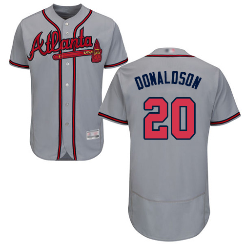 Braves #20 Josh Donaldson Grey Flexbase Authentic Collection Stitched MLB Jersey Braves #20 Josh Donaldson Grey Flexbase Authentic Collection Stitched MLB Jersey