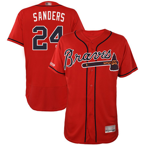 Braves #24 Deion Sanders Red Flexbase Authentic Collection Stitched MLB Jersey Braves #24 Deion Sanders Red Flexbase Authentic Collection Stitched MLB Jersey