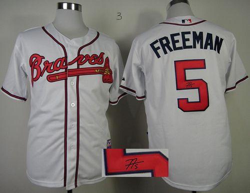 Braves #5 Freddie Freeman White Cool Base Autographed Stitched MLB Jersey Braves #5 Freddie Freeman White Cool Base Autographed Stitched MLB Jersey