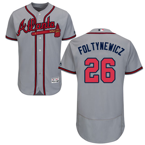 Braves #26 Mike Foltynewicz Grey Flexbase Authentic Collection Stitched MLB Jersey Braves #26 Mike Foltynewicz Grey Flexbase Authentic Collection Stitched MLB Jersey