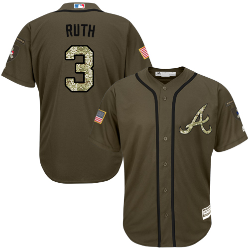 Braves #3 Babe Ruth Green Salute to Service Stitched MLB Jersey Braves #3 Babe Ruth Green Salute to Service Stitched MLB Jersey