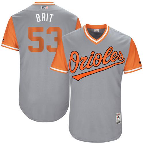 Orioles #53 Zach Britton Gray "Brit" Players Weekend Authentic Stitched MLB Jersey Orioles #53 Zach Britton Gray "Brit" Players Weekend Authentic Stitched MLB Jersey
