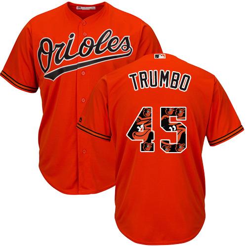 Orioles #45 Mark Trumbo Orange Team Logo Fashion Stitched MLB Jersey Orioles #45 Mark Trumbo Orange Team Logo Fashion Stitched MLB Jersey
