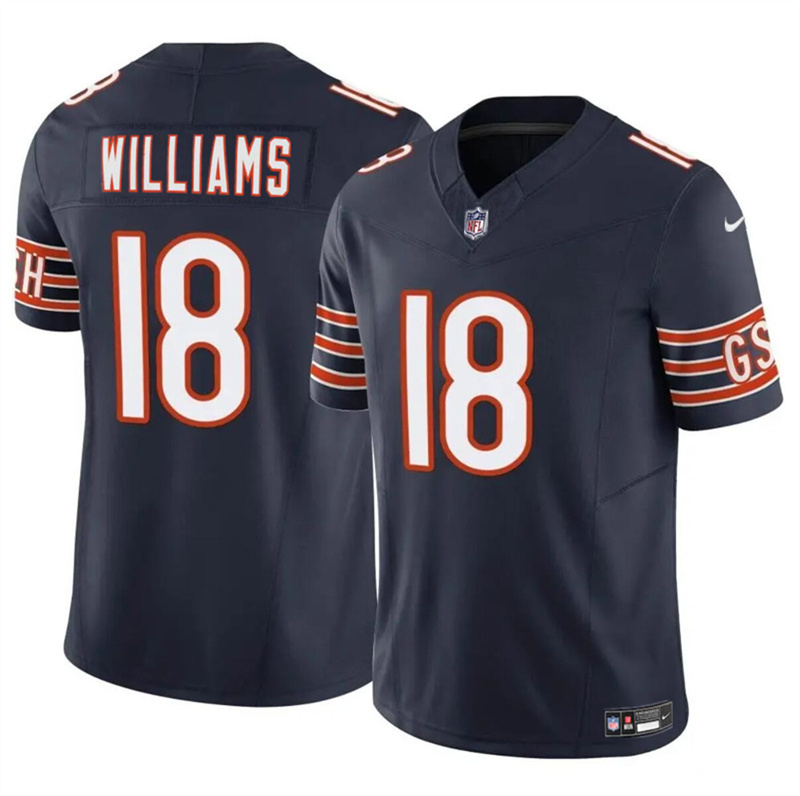 Men's Chicago Bears #18 Caleb Williams Navy 2024 Draft F.U.S.E. Vapor Stitched Football Jersey Men's Chicago Bears #18 Caleb Williams Navy 2024 Draft F.U.S.E. Vapor Stitched Football Jersey