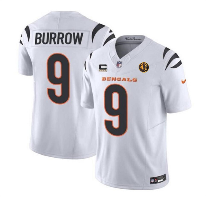 Men's Cincinnati Bengals #9 Joe Burrow White 2023 F.U.S.E. With 4-star C Ptach And John Madden Patch Vapor Limited Stitched Football Jersey