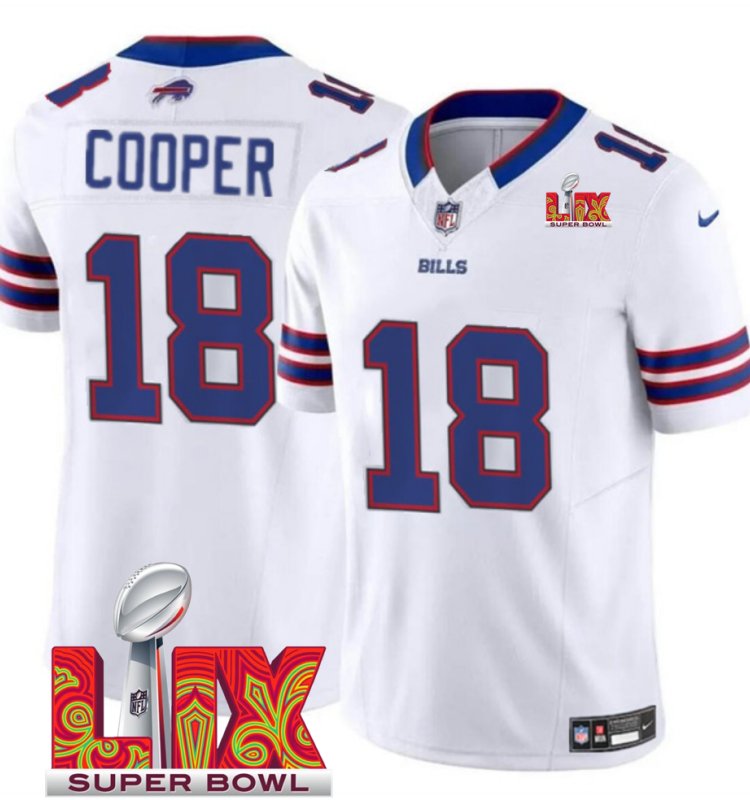Men's Buffalo Bills #18 Amari Cooper White F.U.S.E. 24/25 Super Bowl LIX Vapor Untouchable Limited Stitched Football Jersey