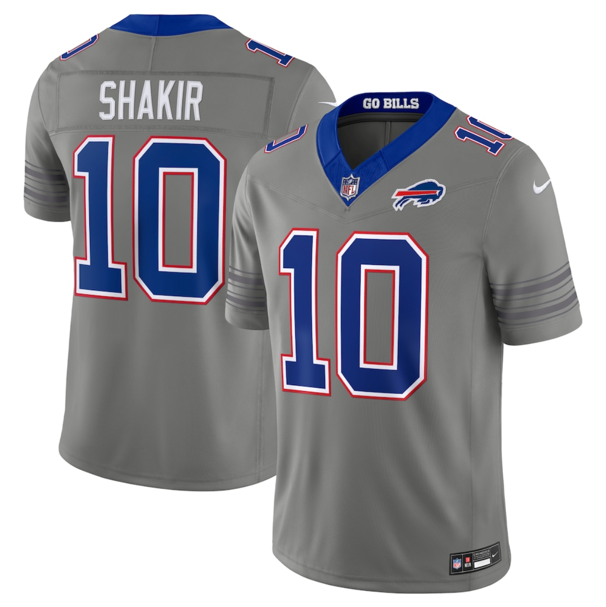 Men's Buffalo Bills #10 Khalil Shakir Gray F.U.S.E. 2026 Nickel City Vapor Stitched Football Jersey
