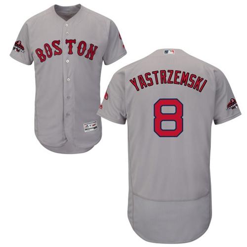 Red Sox #8 Carl Yastrzemski Grey Flexbase Authentic Collection 2018 World Series Champions Stitched MLB Jersey Red Sox #8 Carl Yastrzemski Grey Flexbase Authentic Collection 2018 World Series Champions Stitched MLB Jersey