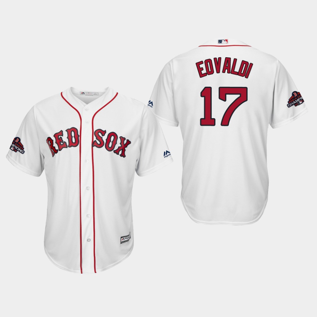 Red Sox #17 Nathan Eovaldi White New Cool Base 2018 World Series Champions Stitched MLB Jersey Red Sox #17 Nathan Eovaldi White New Cool Base 2018 World Series Champions Stitched MLB Jersey