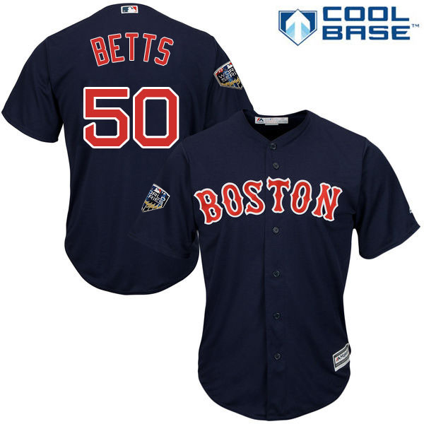 Red Sox #50 Mookie Betts Navy Blue New Cool Base 2018 World Series Stitched MLB Jersey Red Sox #50 Mookie Betts Navy Blue New Cool Base 2018 World Series Stitched MLB Jersey
