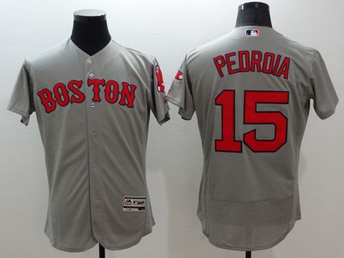 Red Sox #15 Dustin Pedroia Grey Flexbase Authentic Collection Stitched MLB Jersey Red Sox #15 Dustin Pedroia Grey Flexbase Authentic Collection Stitched MLB Jersey
