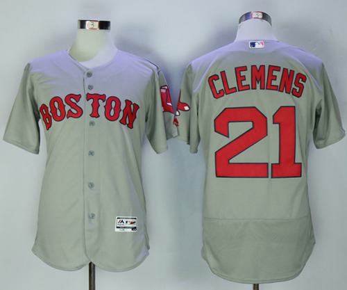 Red Sox #21 Roger Clemens Grey Flexbase Authentic Collection Stitched MLB Jersey Red Sox #21 Roger Clemens Grey Flexbase Authentic Collection Stitched MLB Jersey