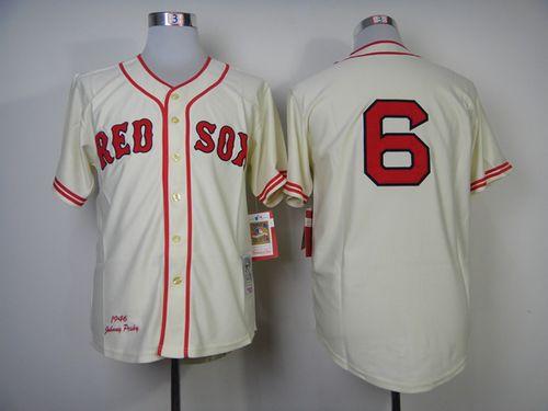 Mitchell And Ness 1946 Red Sox #6 Johnny Pesky Cream Throwback Stitched MLB Jersey Mitchell And Ness 1946 Red Sox #6 Johnny Pesky Cream Throwback Stitched MLB Jersey