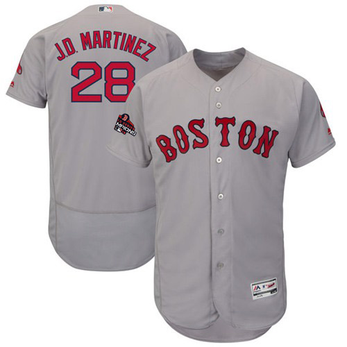 Red Sox #28 J. D. Martinez Grey Flexbase Authentic Collection 2018 World Series Champions Stitched MLB Jersey Red Sox #28 J. D. Martinez Grey Flexbase Authentic Collection 2018 World Series Champions Stitched MLB Jersey