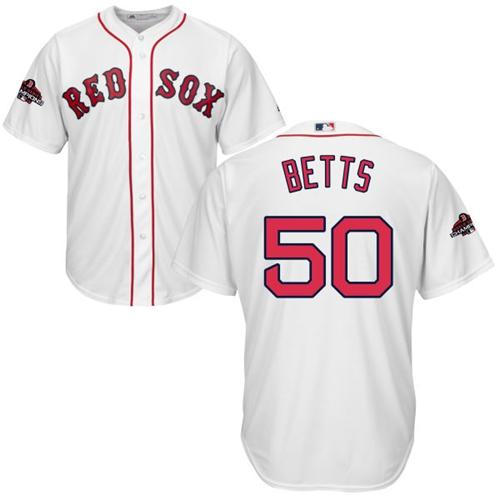 Red Sox #50 Mookie Betts White New Cool Base 2018 World Series Champions Stitched MLB Jersey Red Sox #50 Mookie Betts White New Cool Base 2018 World Series Champions Stitched MLB Jersey