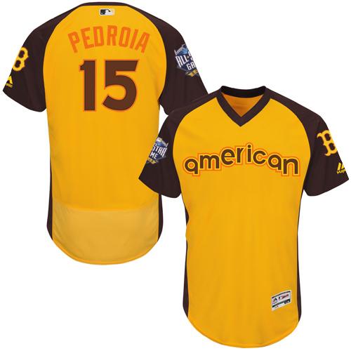 Red Sox #15 Dustin Pedroia Gold Flexbase Authentic Collection 2016 All-Star American League Stitched MLB Jersey Red Sox #15 Dustin Pedroia Gold Flexbase Authentic Collection 2016 All-Star American League Stitched MLB Jersey