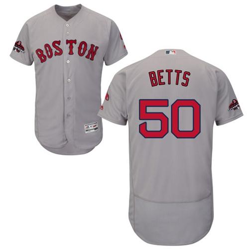 Red Sox #50 Mookie Betts Grey Flexbase Authentic Collection 2018 World Series Champions Stitched MLB Jersey Red Sox #50 Mookie Betts Grey Flexbase Authentic Collection 2018 World Series Champions Stitched MLB Jersey