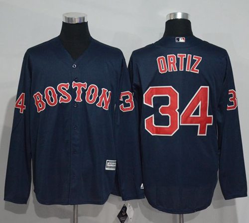 Red Sox #34 David Ortiz Navy Blue New Cool Base Long Sleeve Stitched MLB Jersey Red Sox #34 David Ortiz Navy Blue New Cool Base Long Sleeve Stitched MLB Jersey