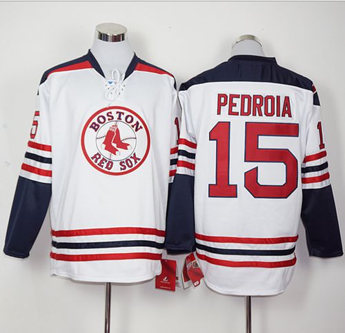 Red Sox #15 Dustin Pedroia White Long Sleeve Stitched MLB Jersey Red Sox #15 Dustin Pedroia White Long Sleeve Stitched MLB Jersey