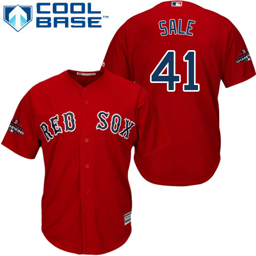 Red Sox #41 Chris Sale Red New Cool Base 2018 World Series Champions Stitched MLB Jersey Red Sox #41 Chris Sale Red New Cool Base 2018 World Series Champions Stitched MLB Jersey