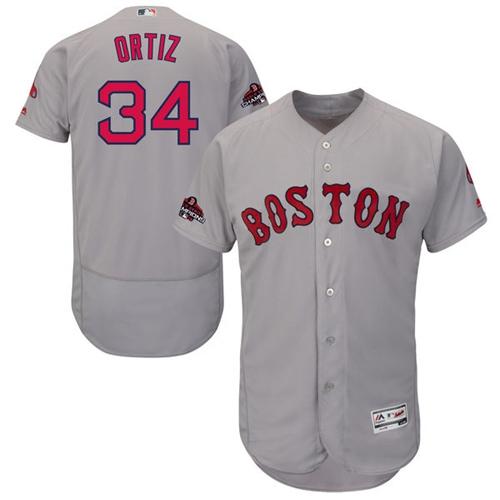 Red Sox #34 David Ortiz Grey Flexbase Authentic Collection 2018 World Series Champions Stitched MLB Jersey Red Sox #34 David Ortiz Grey Flexbase Authentic Collection 2018 World Series Champions Stitched MLB Jersey