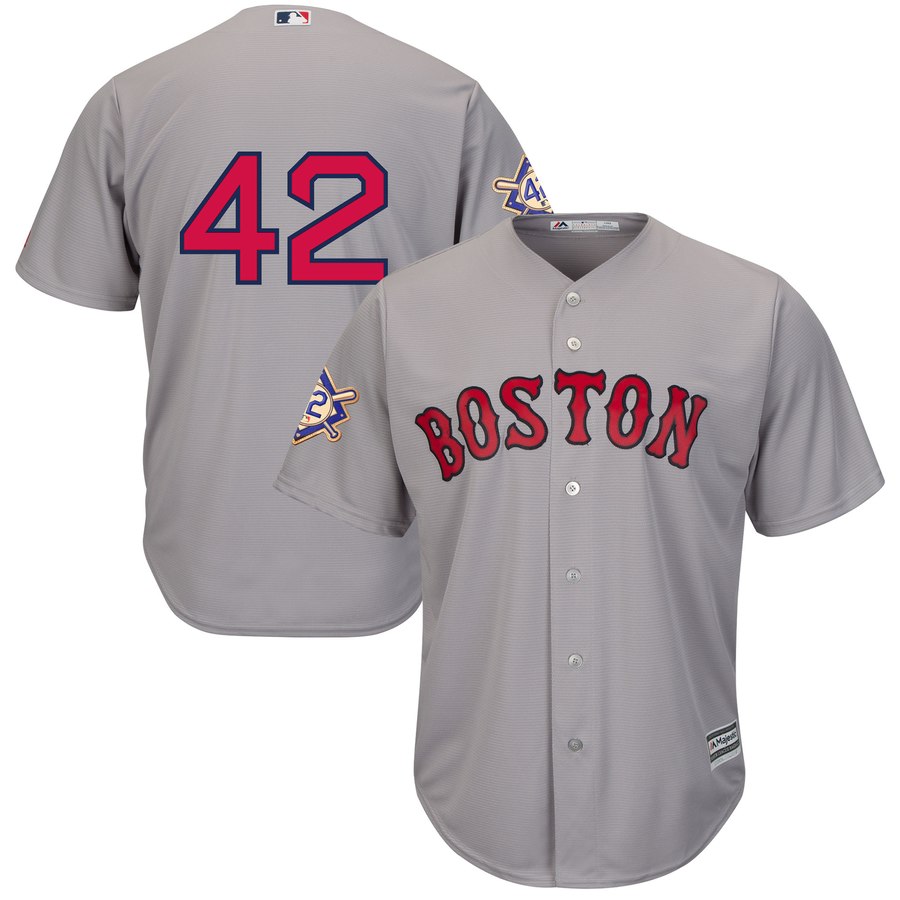 Boston Red Sox #42 Majestic 2019 Jackie Robinson Day Official Cool Base Jersey Gray Boston Red Sox #42 Majestic 2019 Jackie Robinson Day Official Cool Base Jersey Gray
