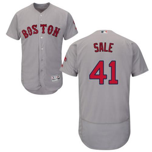 Red Sox #41 Chris Sale Grey Flexbase Authentic Collection Stitched MLB Jersey Red Sox #41 Chris Sale Grey Flexbase Authentic Collection Stitched MLB Jersey