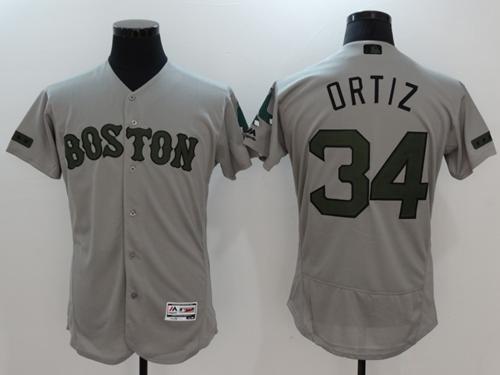 Red Sox #34 David Ortiz Grey Flexbase Authentic Collection Memorial Day Stitched MLB Jersey Red Sox #34 David Ortiz Grey Flexbase Authentic Collection Memorial Day Stitched MLB Jersey