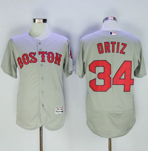 Red Sox #34 David Ortiz Grey Flexbase Authentic Collection Name On Back Stitched MLB Jersey Red Sox #34 David Ortiz Grey Flexbase Authentic Collection Name On Back Stitched MLB Jersey