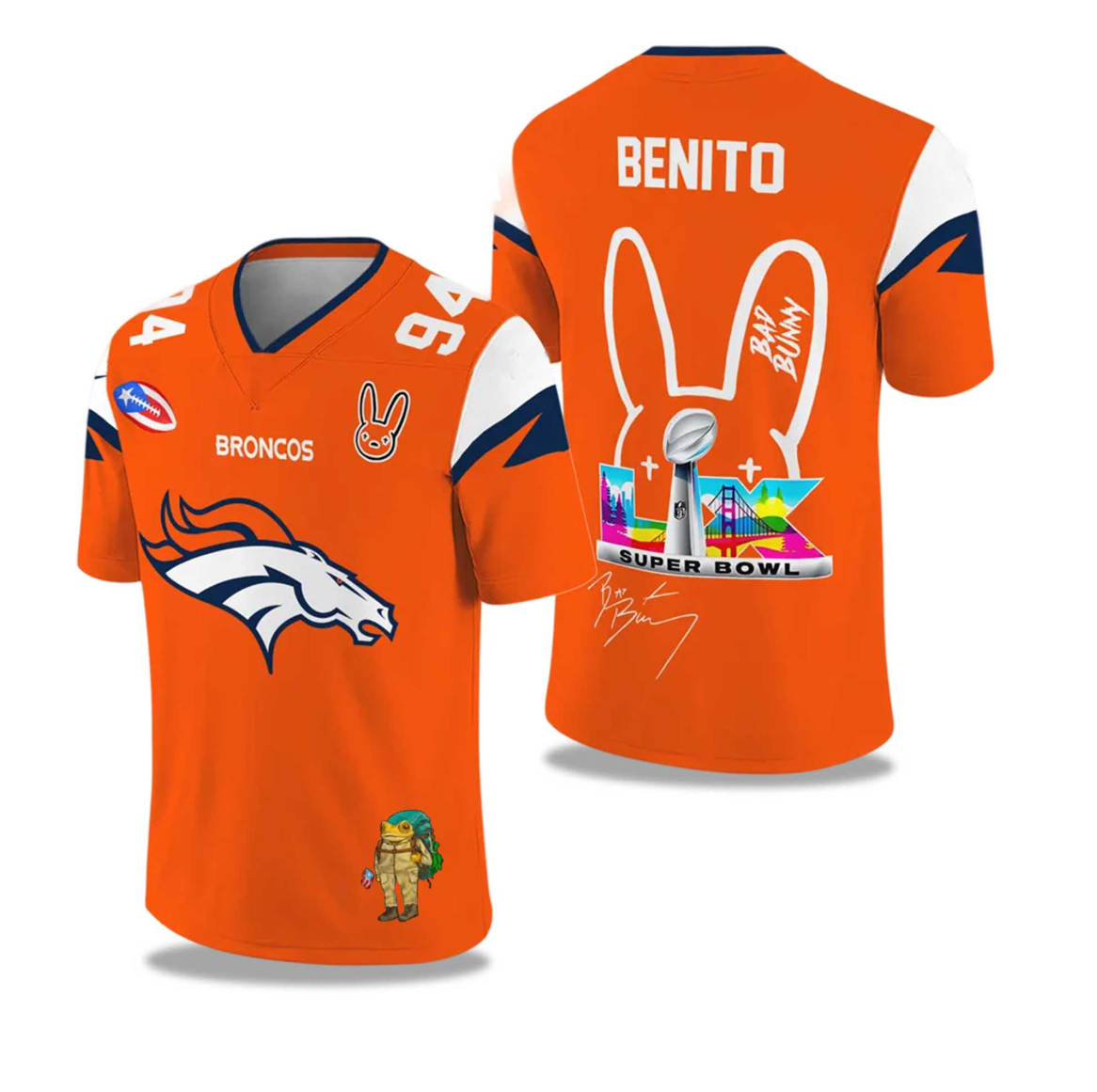 Men's Denver Broncos Orange 2025/2026 Bowl LX Print Jersey