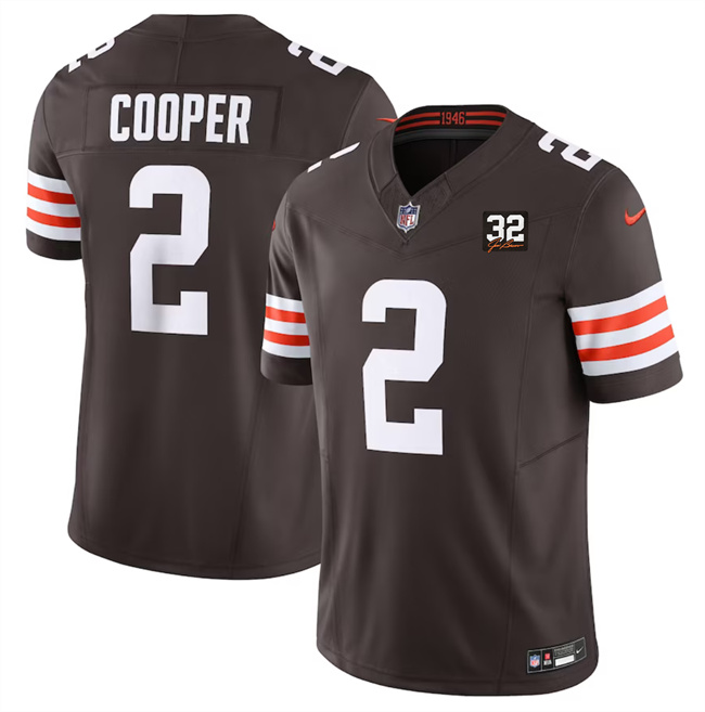 Men's Cleveland Browns #2 Amari Cooper Brown 2023 F.U.S.E. With Jim Brown Memorial Patch Vapor Untouchable Limited Stitched Jersey Men's Cleveland Browns #2 Amari Cooper Brown 2023 F.U.S.E. With Jim Brown Memorial Patch Vapor Untouchable Limited Stitched Jersey