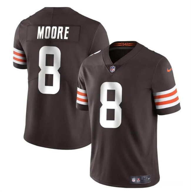 Men's Cleveland Browns #8 Elijah Moore Brown Vapor Limited Stitched Football Jersey Men's Cleveland Browns #8 Elijah Moore Brown Vapor Limited Stitched Football Jersey