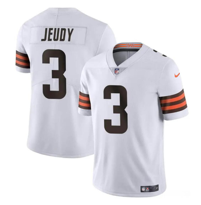 Men's Cleveland Browns #3 Jerry Jeudy White Vapor Limited Stitched Football Jersey Men's Cleveland Browns #3 Jerry Jeudy White Vapor Limited Stitched Football Jersey