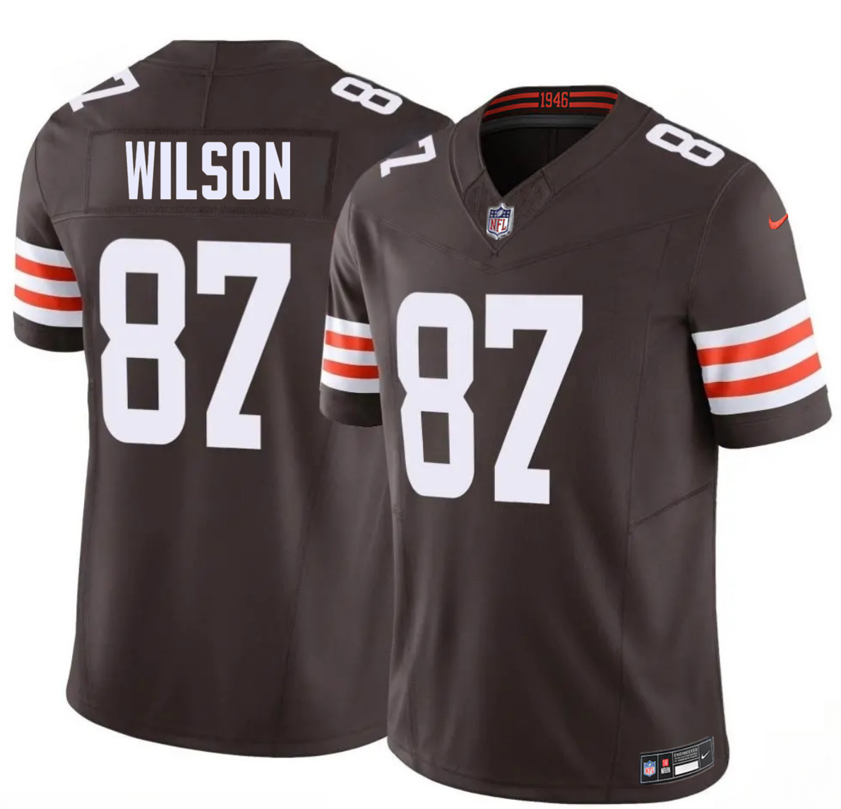 Men's Cleveland Browns #87 Kole Wilson Brown 2026 Draft F.U.S.E. Vapor Limited Stitched Football Jersey Men's Cleveland Browns #87 Kole Wilson Brown 2026 Draft F.U.S.E. Vapor Limited Stitched Football Jersey