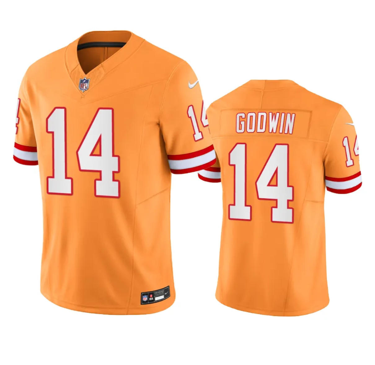 Men's Tampa Bay Buccaneers #14 Chris Godwin Orange 2023 F.U.S.E. Throwback Limited Stitched Jersey Men's Tampa Bay Buccaneers #14 Chris Godwin Orange 2023 F.U.S.E. Throwback Limited Stitched Jersey
