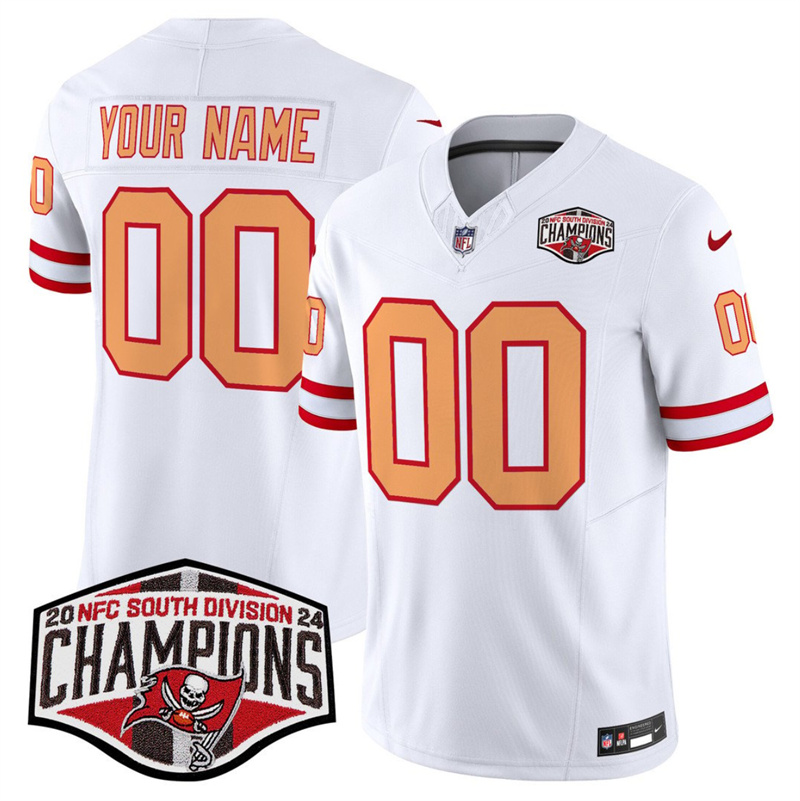 Men's Tampa Bay Buccaneers Active Player Custom White F.U.S.E. 2024 NFC South Champions Limited Stitched Jersey Men's Tampa Bay Buccaneers Active Player Custom White F.U.S.E. 2024 NFC South Champions Limited Stitched Jersey