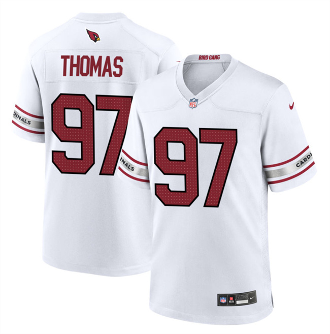 Men's Arizona Cardinals #97 Cameron Thomas White 2023 Stitched Game Football Jersey Men's Arizona Cardinals #97 Cameron Thomas White 2023 Stitched Game Football Jersey