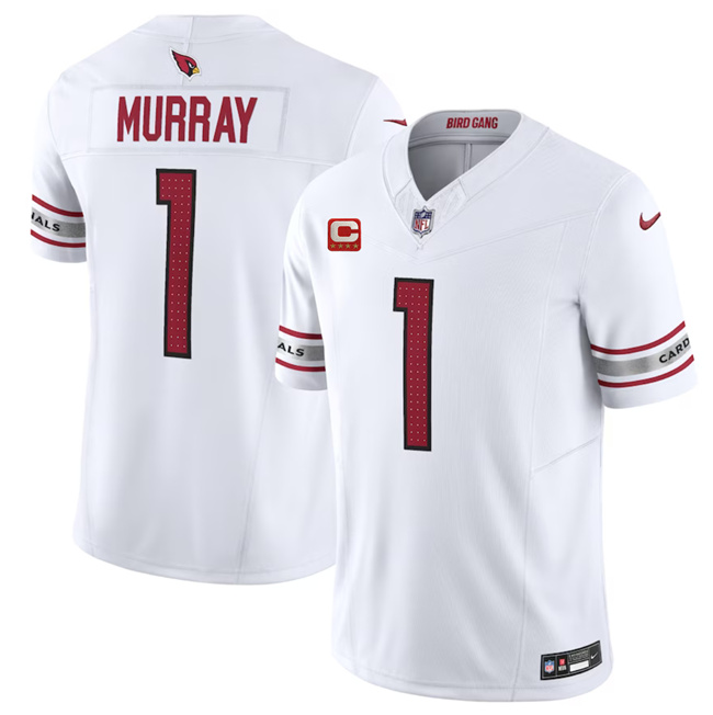 Men's Arizona Cardinals #1 Kyler Murray White 2023 F.U.S.E. With 4-Star C Patch Vapor Untouchable F.U.S.E. Limited Stitched Football Jersey Men's Arizona Cardinals #1 Kyler Murray White 2023 F.U.S.E. With 4-Star C Patch Vapor Untouchable F.U.S.E. Limited Stitched Football Jersey