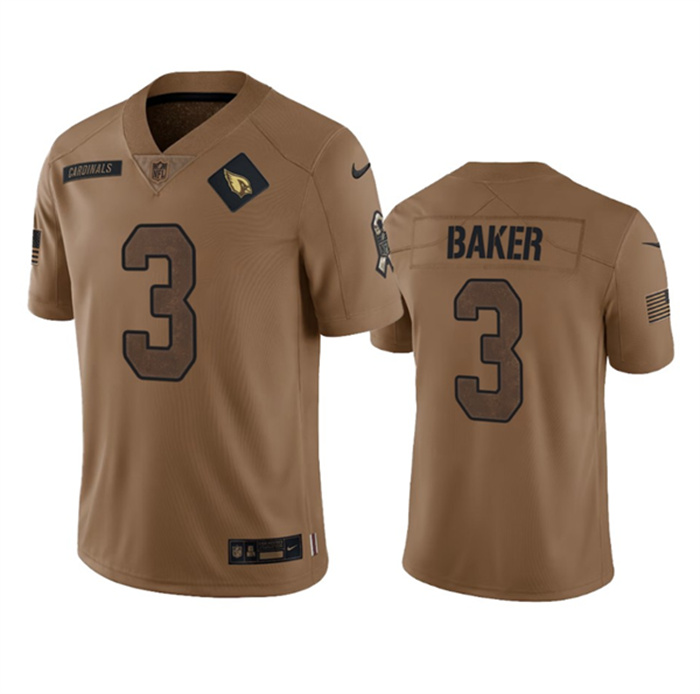 Men's Arizona Cardinals #3 Budda Baker 2023 Brown Salute To Service Limited Stitched Football Jersey Men's Arizona Cardinals #3 Budda Baker 2023 Brown Salute To Service Limited Stitched Football Jersey