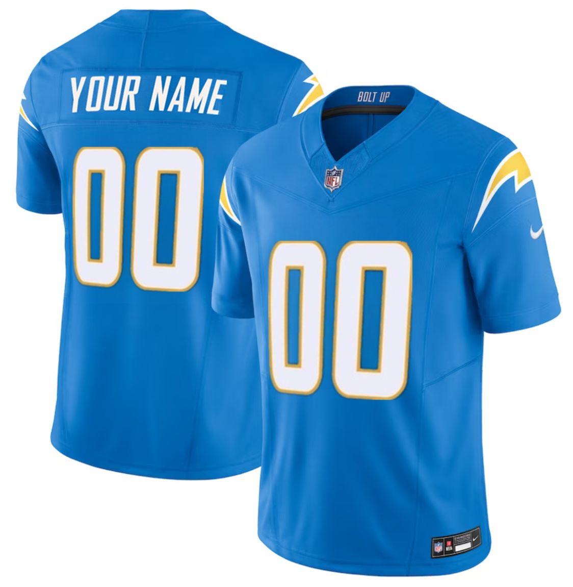 Men's Los Angeles Chargers Custom Light Blue 2023 F.U.S.E. Vapor Untouchable Limited Stitched Football Jersey