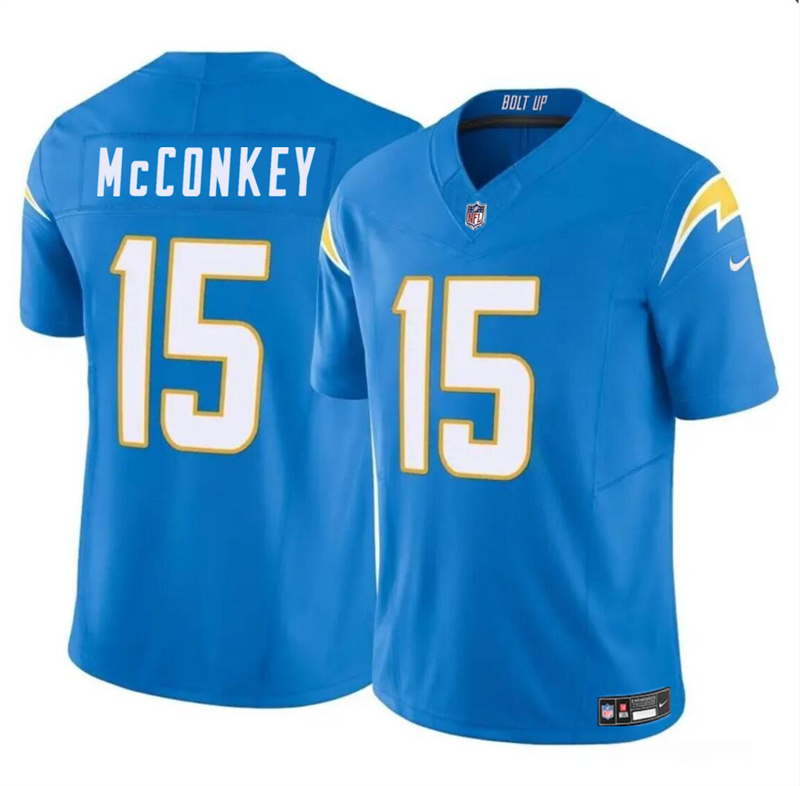 Men's Los Angeles Chargers #15 Ladd McConkey Light Blue 2024 F.U.S.E Draft Vapor Limited Stitched Football Jersey Men's Los Angeles Chargers #15 Ladd McConkey Light Blue 2024 F.U.S.E Draft Vapor Limited Stitched Football Jersey